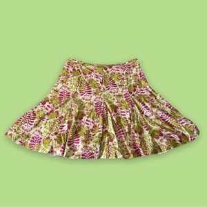 Garnet Hill Purple and Green Floral Skirt